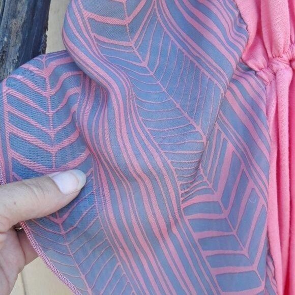 Y2K Motherhood Maternity L Blouse Top Boho Sheer Flutter Sleeve Empire Pink - Picture 7 of 8